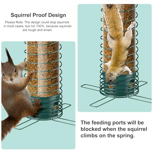 LCSEVEN Bird Feeder for Outside, Squirrel Proof Bird Feeders for Outdoors Hanging, Metal Wild Bird Seed Feeders for Bluebird, Cardinal, Finch, Sparrow, Blue Jay, 4 Ports, Chew-Proof, Weather-Resistant