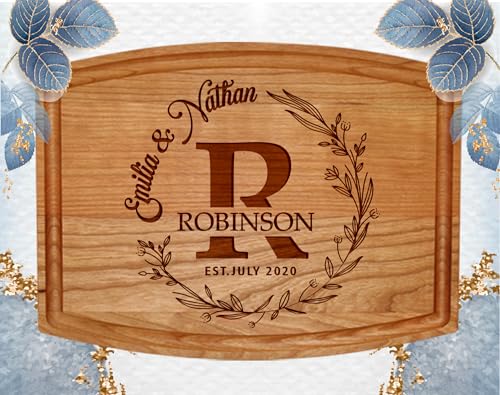 Silverhill Design Customized Love: Personalized Engraved Wood Cutting Boards for Couples - Ideal Gift for Weddings, Anniversaries, Housewarming and Real Estate Closing