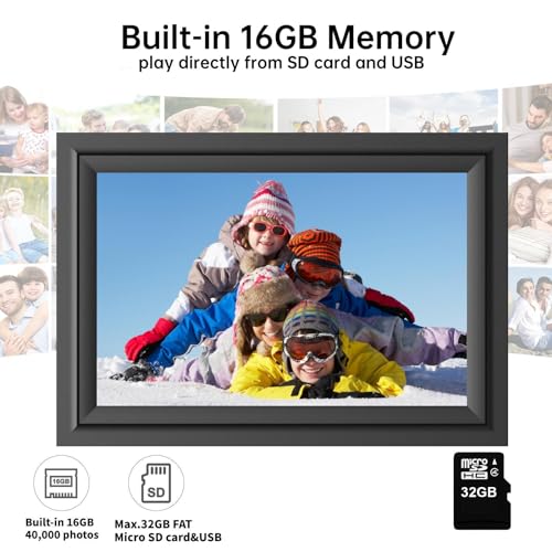 SAMMIX Digital Picture Frame, 10.1 Inch WiFi Digital Photo Frame, IPS HD Touch Screen Electronic Picture Frame, 16GB Storage, Slideshow, Easy to Share Photos and Video via Uhale APP, Gifts for Family