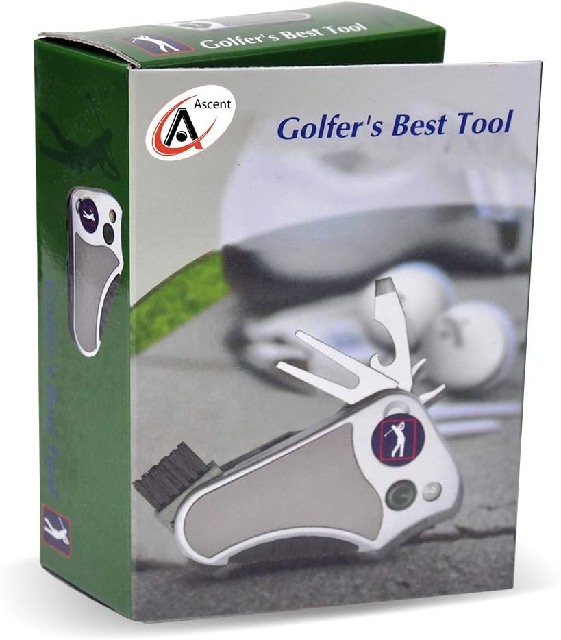 Golfer's Best Tool Golf Multitool All-IN-ONE - Stroke Counter, Divot Repair Tool, Brush, Ball Marker, Cleat Tightener, Club Groove Cleaner, Best Golf Gift Idea For Men Women, Souvenir, Present