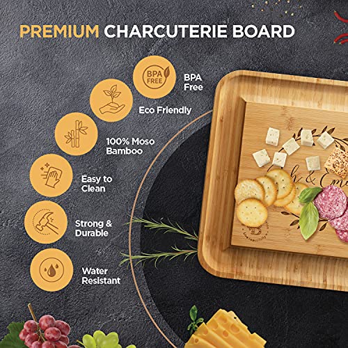 Personalized Charcuterie Board Gift Set - Custom Charcuterie Board Wood Engraved, Customized Cutting Board, Engraved Charcuterie Board & Cheese Board - Customized Wedding, Housewarming & Birthday Gift