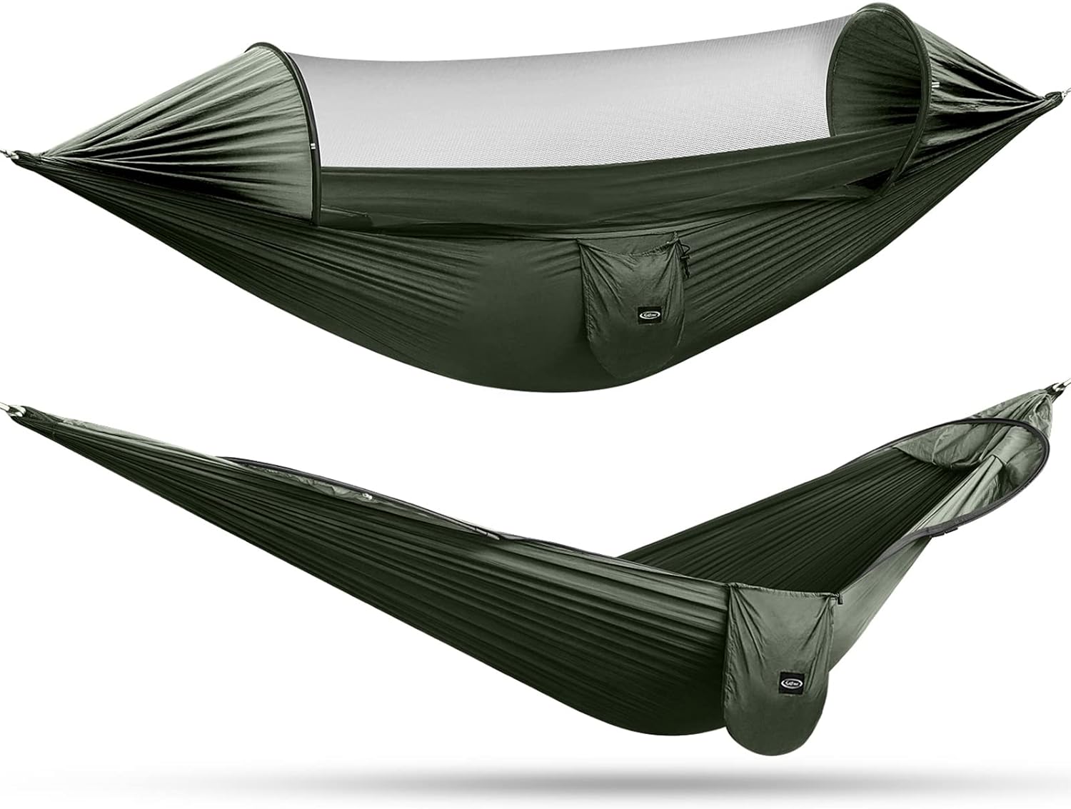 G4Free Large Camping Hammock with Mosquito Net 2 Person Pop-up Parachute Lightweight Hanging Hammocks Tree Straps Swing Hammock Bed for Outdoor Backpacking Backyard Hiking