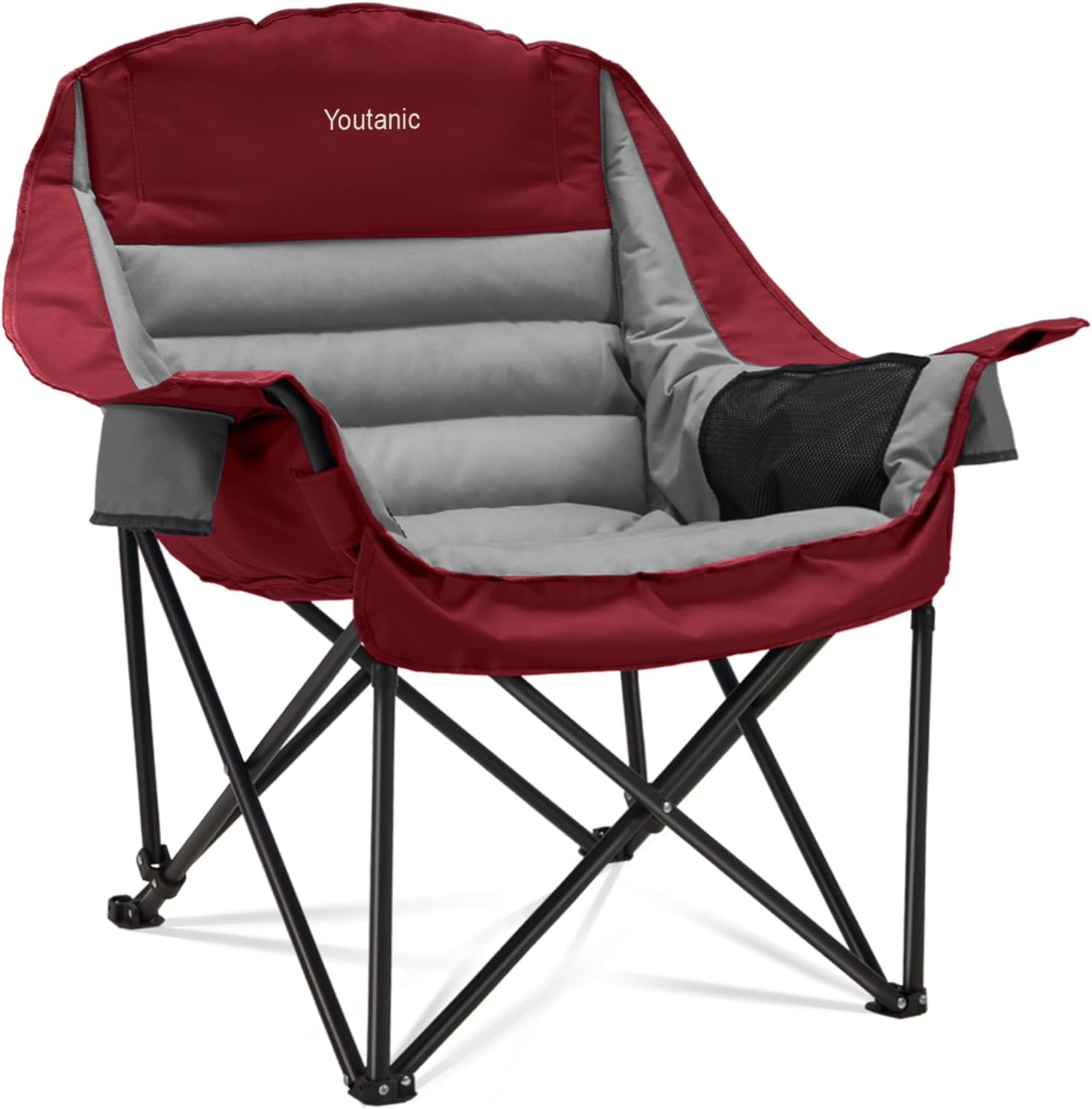 Oversized Camping Chair, Portable Folding Camping Chairs with Side Pocket, Cup Holder and Carry Bag, Heavy Duty Outdoor Camping Chairs for Adults, Fishing, Sports, Trip, up to 400lbs, Style 3