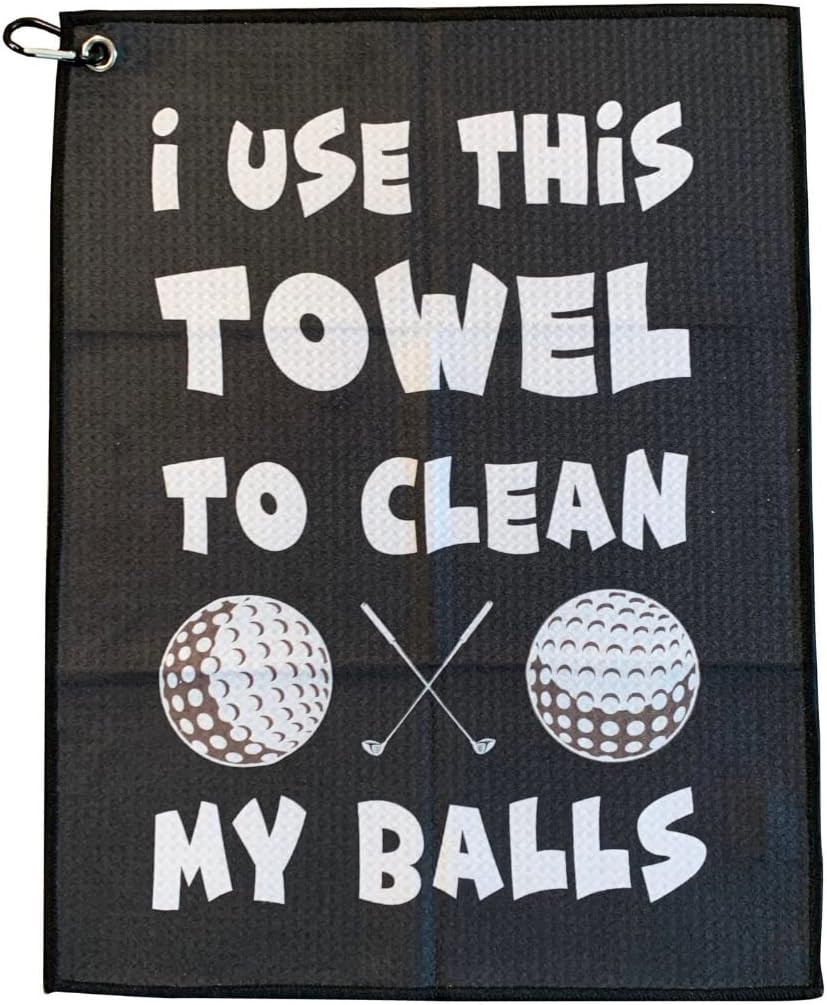 ShankIt Golf Funny Golf Microfiber Cleaning Cloth for Golf Balls - Includes Towel Clip for Golf Bags & Clubs - Perfect Funny Gift for Any Golf Fan