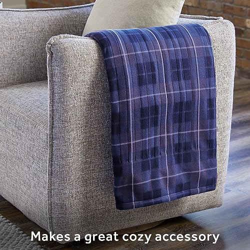 Sunbeam Royal Ultra Rodeen Blue Plaid Heated Personal Throw / Blanket, Cozy-Warm, Adjustable Heat Settings