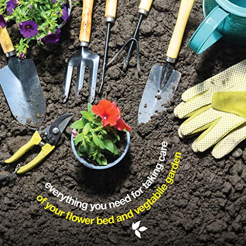 Gardening Tools Set of 10 - Complete Heavy Duty Garden Tools Set with Fashion Handbag - Durable Gardening Supplies Kit Ideal Gardening Gifts for Women