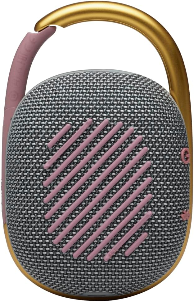 JBL Clip 4 - Portable Mini Bluetooth Speaker, big audio and punchy bass, integrated carabiner, IP67 waterproof and dustproof, 10 hours of playtime, speaker for home, outdoor and travel (Grey)