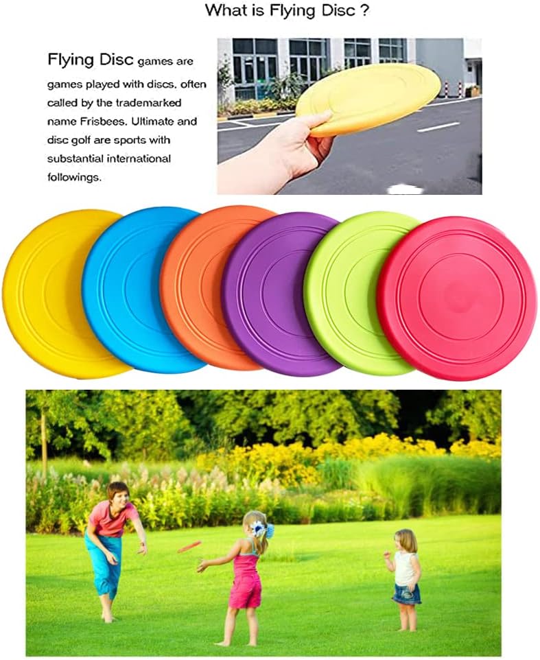 Kids Flying Disc Toy Outdoor Playing Lawn Game Disk Flyer for Kindergarten Teaching Soft Silicone Colorful 6 Pack Bulk Set…