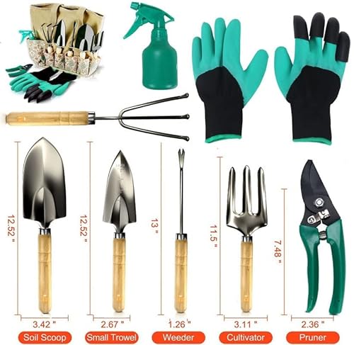 Garden Tool Set, Stainless Steel Heavy Duty Gardening Tool Set, with Non-Slip Grip, Storage Tote Bag, Outdoor Hand Tools, Ideal Garden Tool Kit Gifts for Women and Men