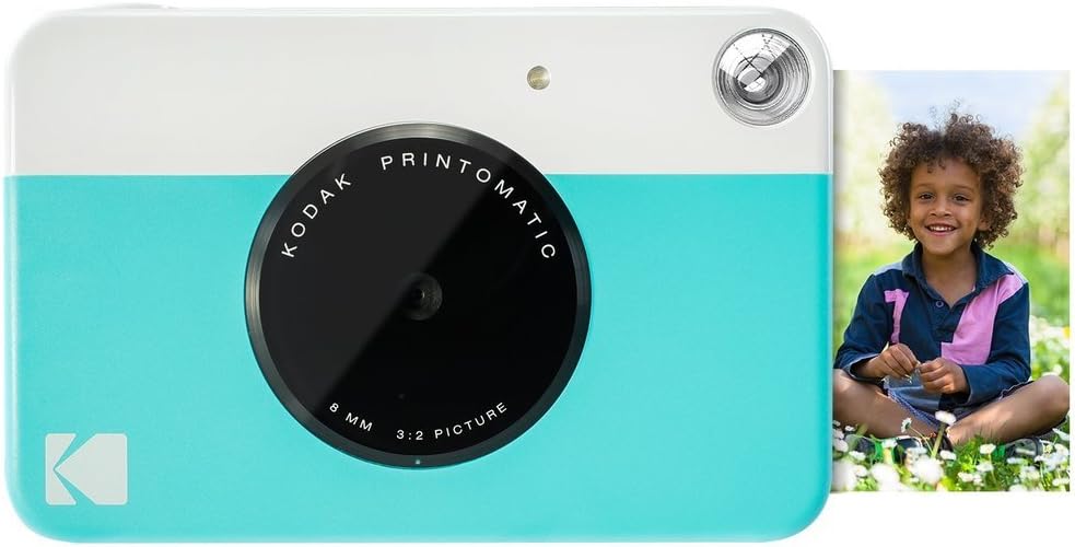 Kodak Printomatic Instant Camera (Blue) Basic Bundle + Zink Paper (20 Sheets) + Deluxe Case