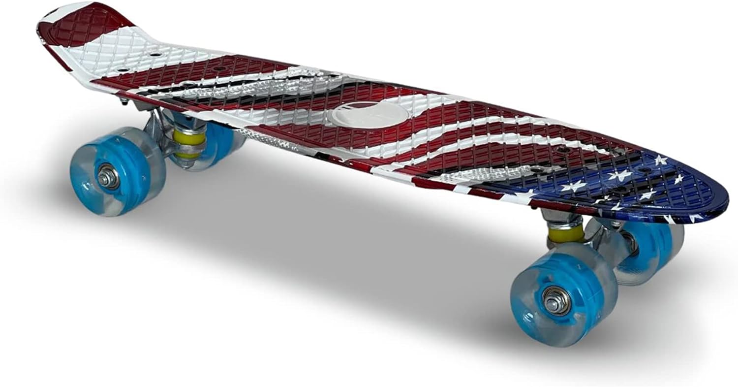 Skateboards Complete 22 Inch, Plastic Mini Cruiser Retro Skateboard for Kids Boys Girls Teens Youths Adults and Beginners