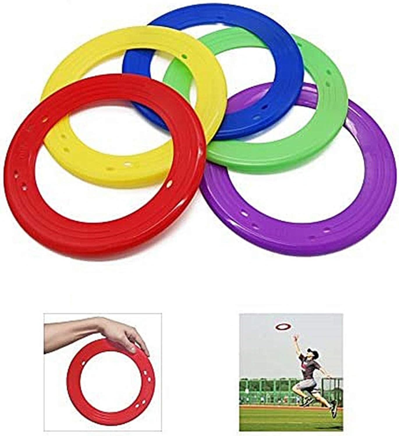 YOFIT 10 Inch Flying Disc, Flying Plastic Ring with Assorted Colors, Outdoor Beach Backyard Camping Activities, Set of 5