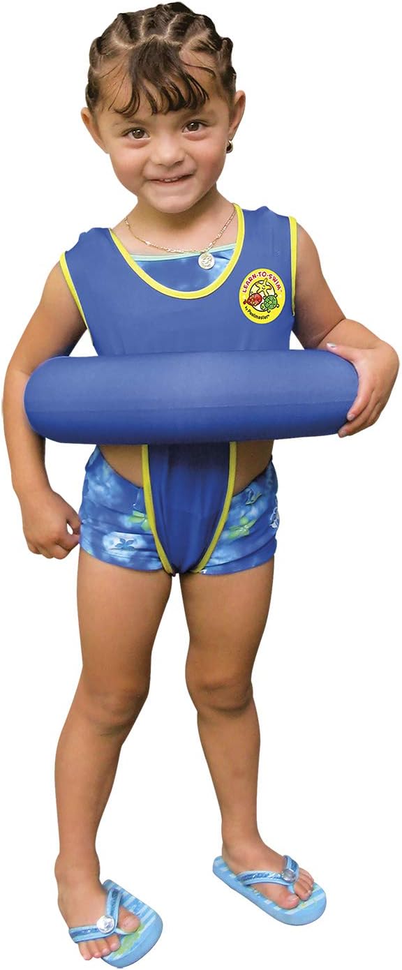 Poolmaster Learn-to-Swim Vest, Adjustable Tube Floatation Swim Trainer and Swim Aid for Kids Ages 3 to 6 Years, Blue