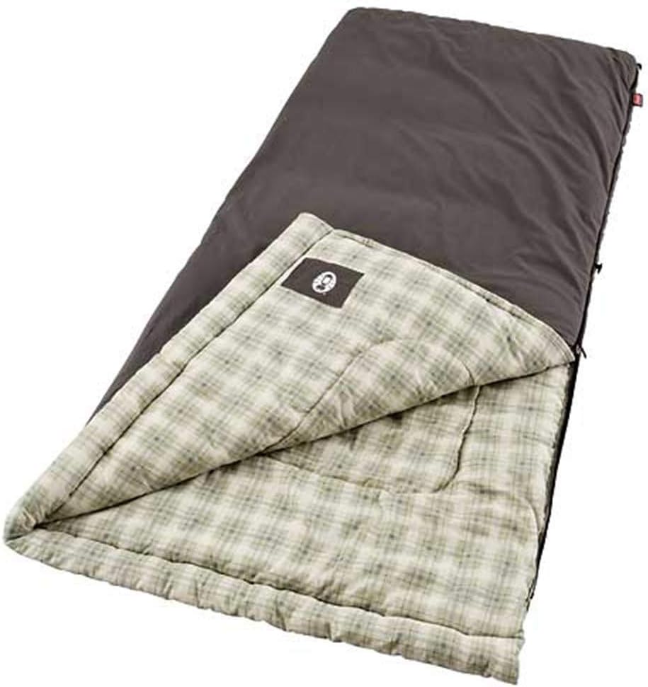 Coleman Heritage Big & Tall Cold-Weather Sleeping Bag, 10°F Camping Sleeping Bag for Adults, Comfortable & Warm Flannel Sleeping Bag for Camping and Outdoor Use, Fits Adults up to 6ft 7in Tall