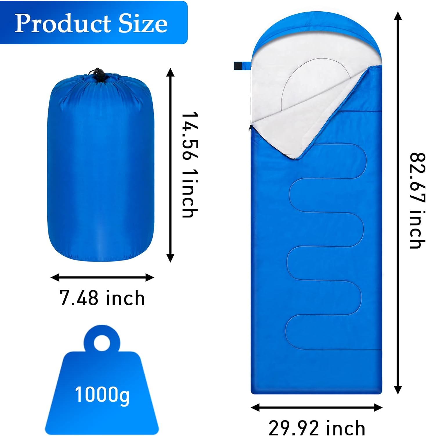 Camping Sleeping Bags Portable Waterproof Sleeping Bag for Adults Kids 4 Seasons Winter, Fall, Spring, Summer Backpacking Hiking Camping Mountaineering Indoor Outdoor Use