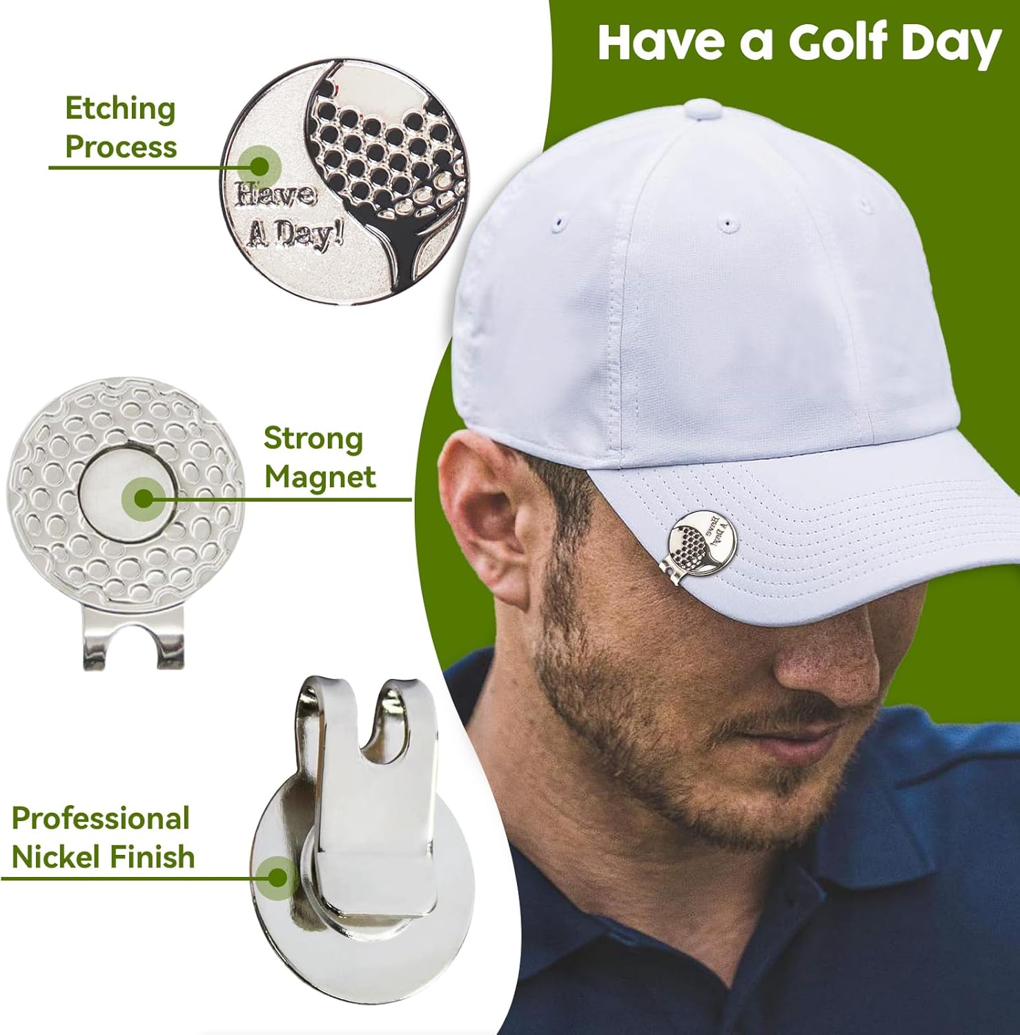 Golf Fathers Day Dad Gifts for Men from Daughter Son Wife, Golf Accessories Set with PU Case, 4 Golf Balls, Golf Tees, Versatile Golf Divot Tool, Golf Hat Clip Marker