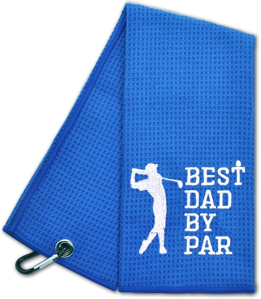 Best Dad by Par Funny Golf Towel, Golf Gifts for Men Women, Golf Accessories for Men or Women, Birthday Gifts for Golf Fan, Retirement Gift for Men Dad Grandpa