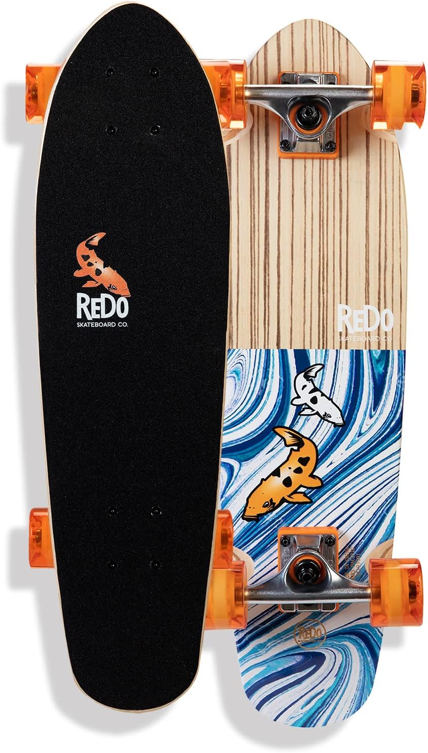 ReDo Skateboard Co. ReDo Skateboard 26" x 7.25" Mini Branson Koi Cruiser Complete Skateboard for Boys Girls Kids Teens