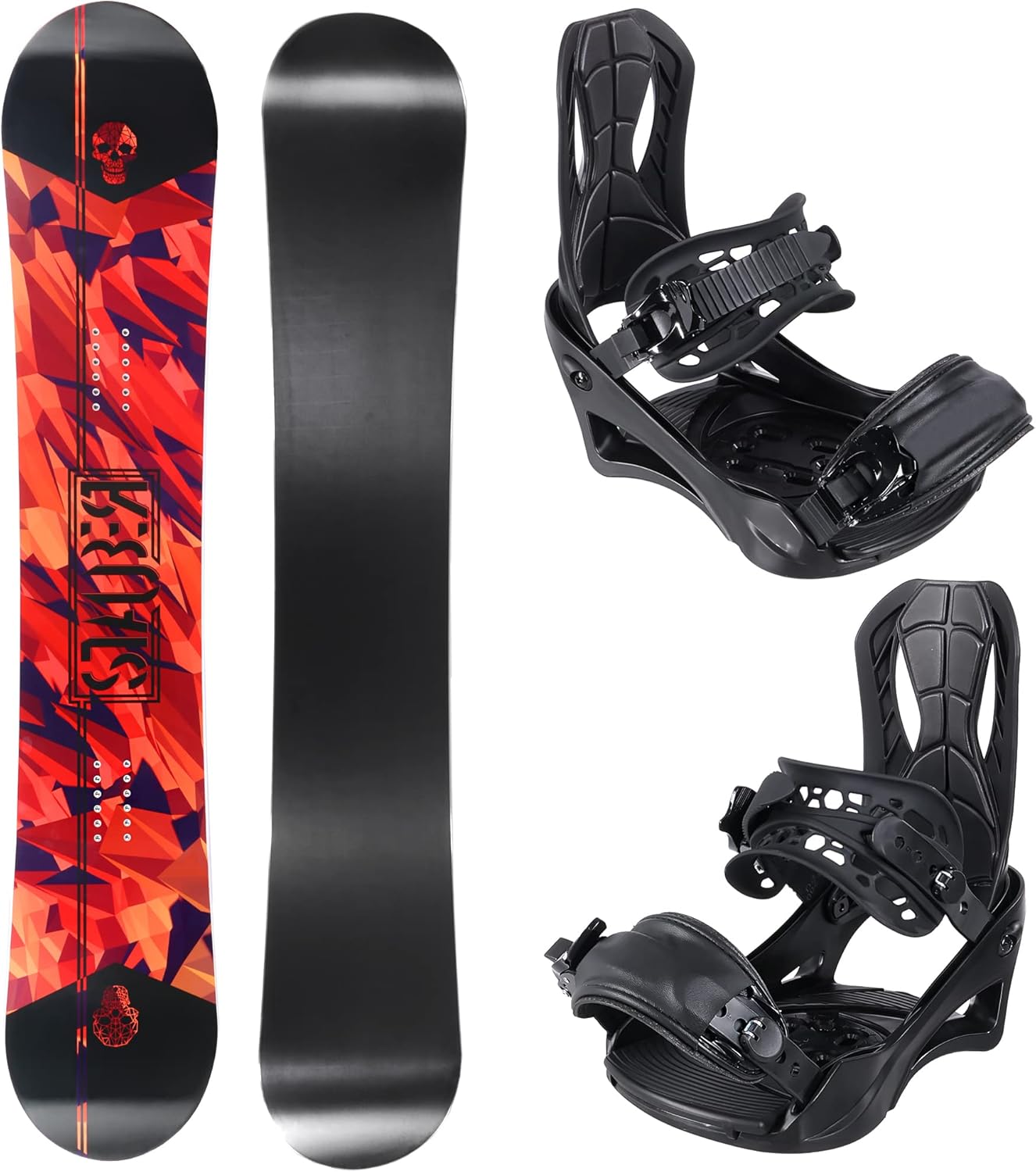 STAUBER Summit Snowboard & Binding Package Size 128, 133, 138, 143, 148,153,158,161- Best All-Terrain, Twin Directional, Hybrid Profile Snowboard & Bindings for All Levels