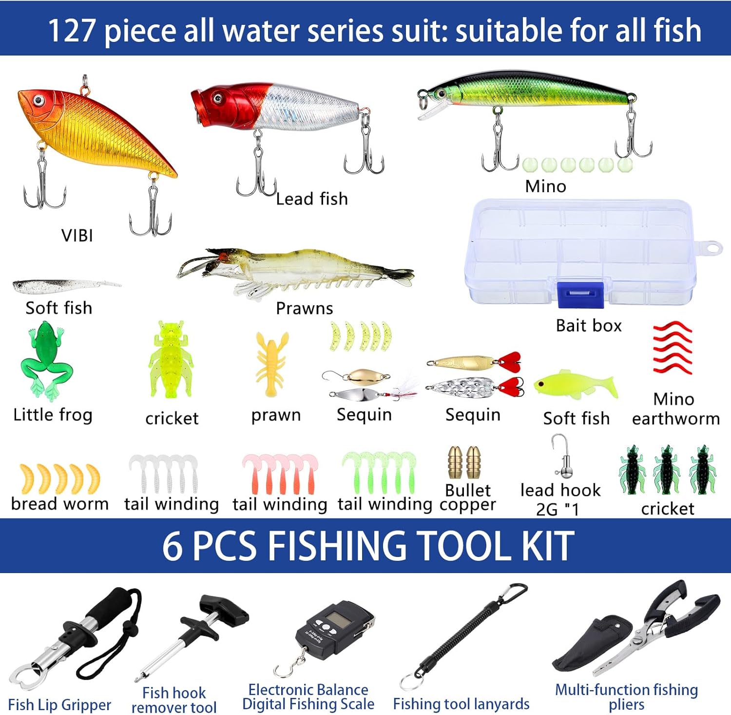 Sosation 482 Pcs Summer Fishing Gear and Equipment Set Men Fishing Accessories Kit Fish Hook Remover Tools Kit Fishing Backpack Fishing Lures Kit for Saltwater Fishing Gifts