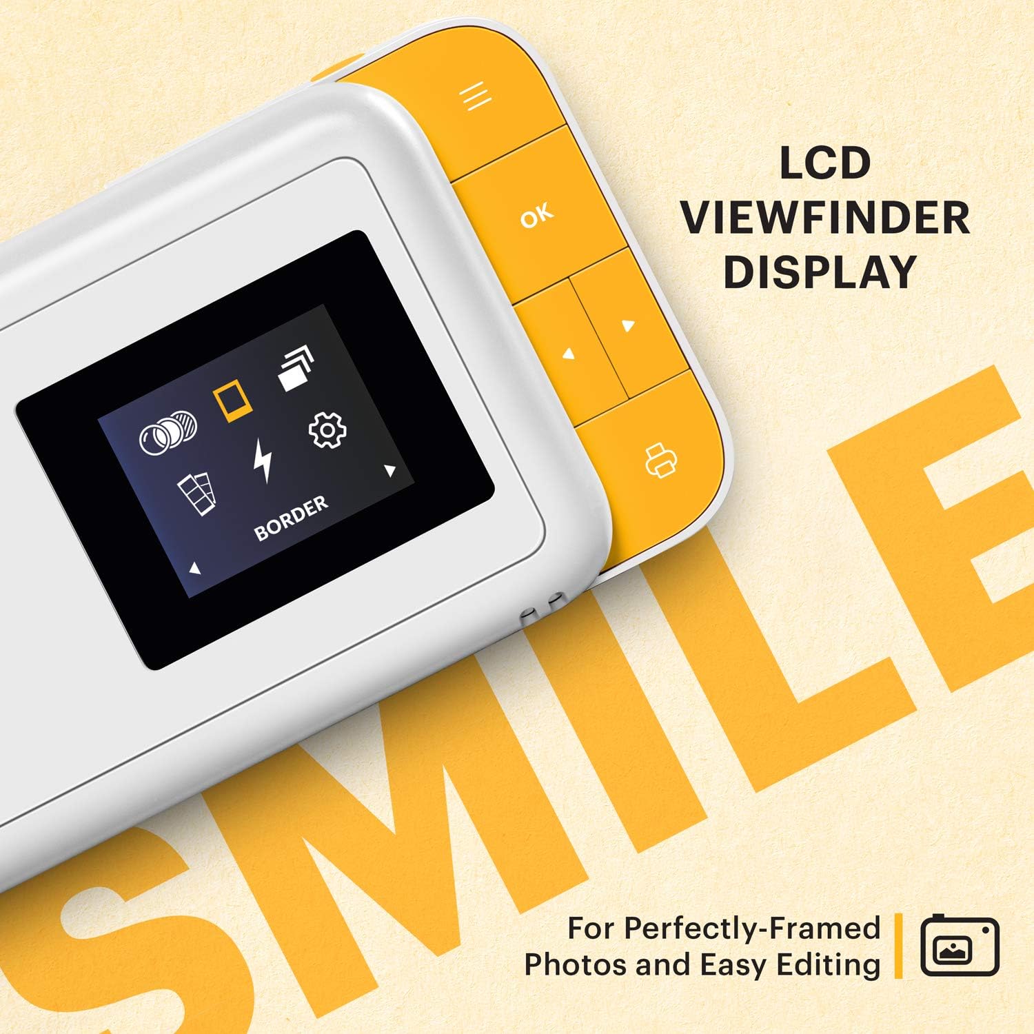 KODAK Smile Instant Print Digital Camera – Slide-Open 10MP Camera w/2x3 ZINK Printer (White/ Yellow)