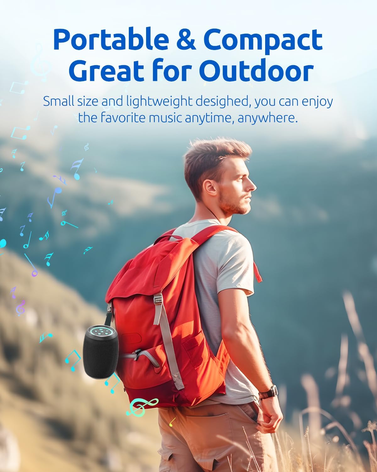 Bluetooth Speaker, Powerful Stereo Sound Portable Wireless Speaker with FM Radio,IPX5 Waterproof, USB C Rechargeable, Dual Pairing, for Outdoor Camping Hiking Party Beach Cool Electronics Gadgets Gift