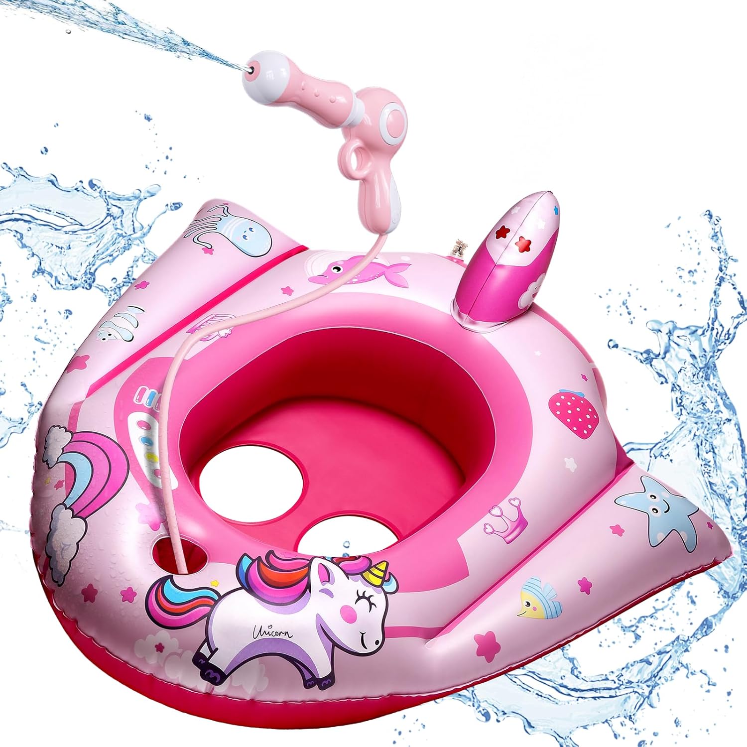 HopeRock Unicorn Pool Floats for Kids and Toddlers,with Water Gun, Pool Toys for 3-8 Years Old Girls and Boys, Inflatable Swimming Pool Toys