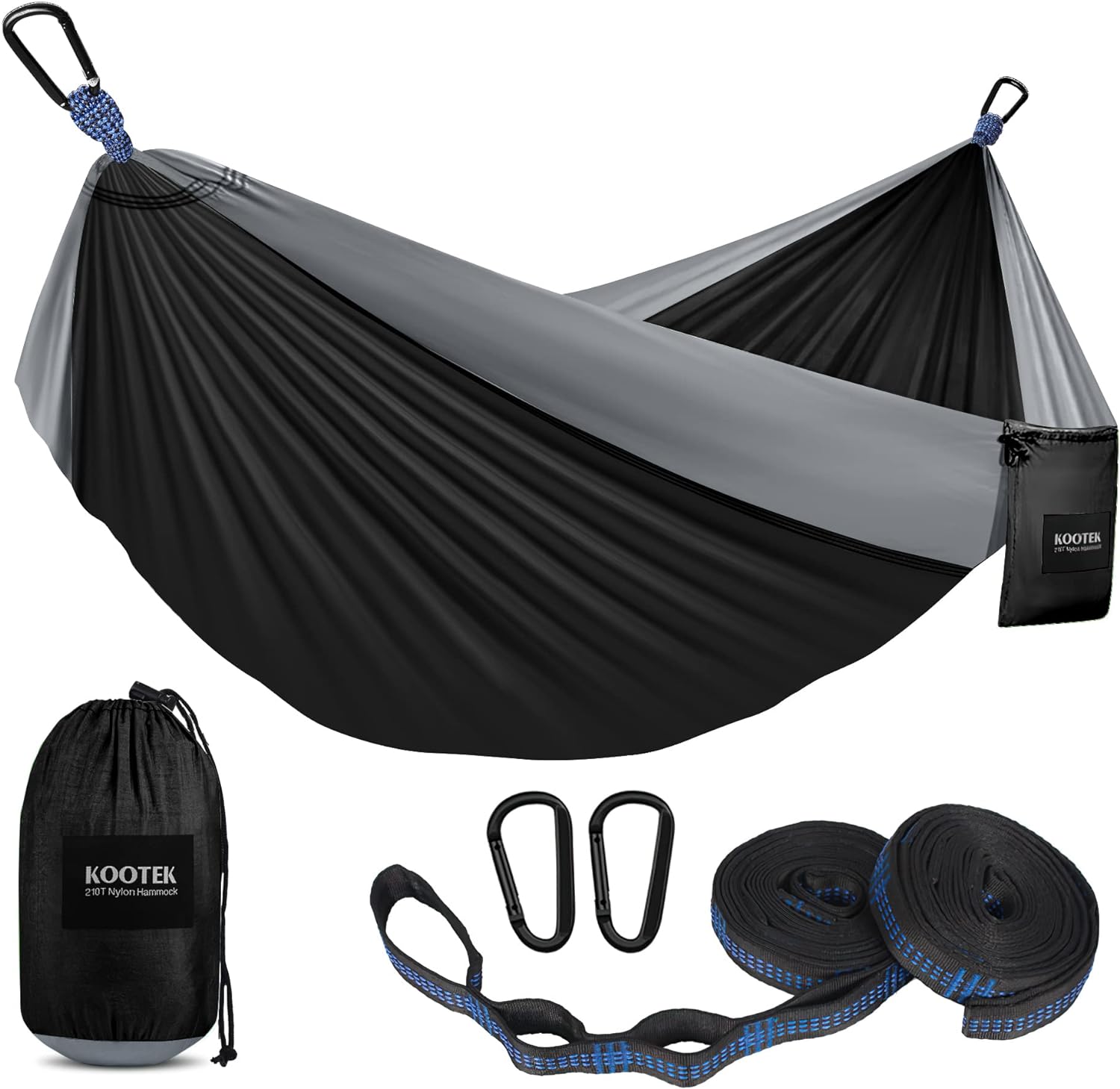 Kootek Camping Hammock, Camping Essentials, Lightweight Portable Double & Single Hammock with Tree Straps, Camping Gear for Outside Hiking Camping Beach Backpack Travel