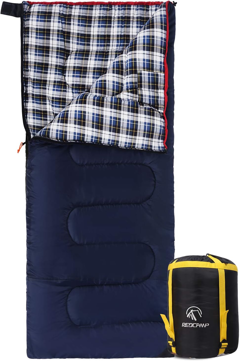 REDCAMP Cotton Flannel Sleeping Bag for Camping Backpacking, Adults Cold Weather Envelope Sleeping Bags with 2/3/4lbs Filling