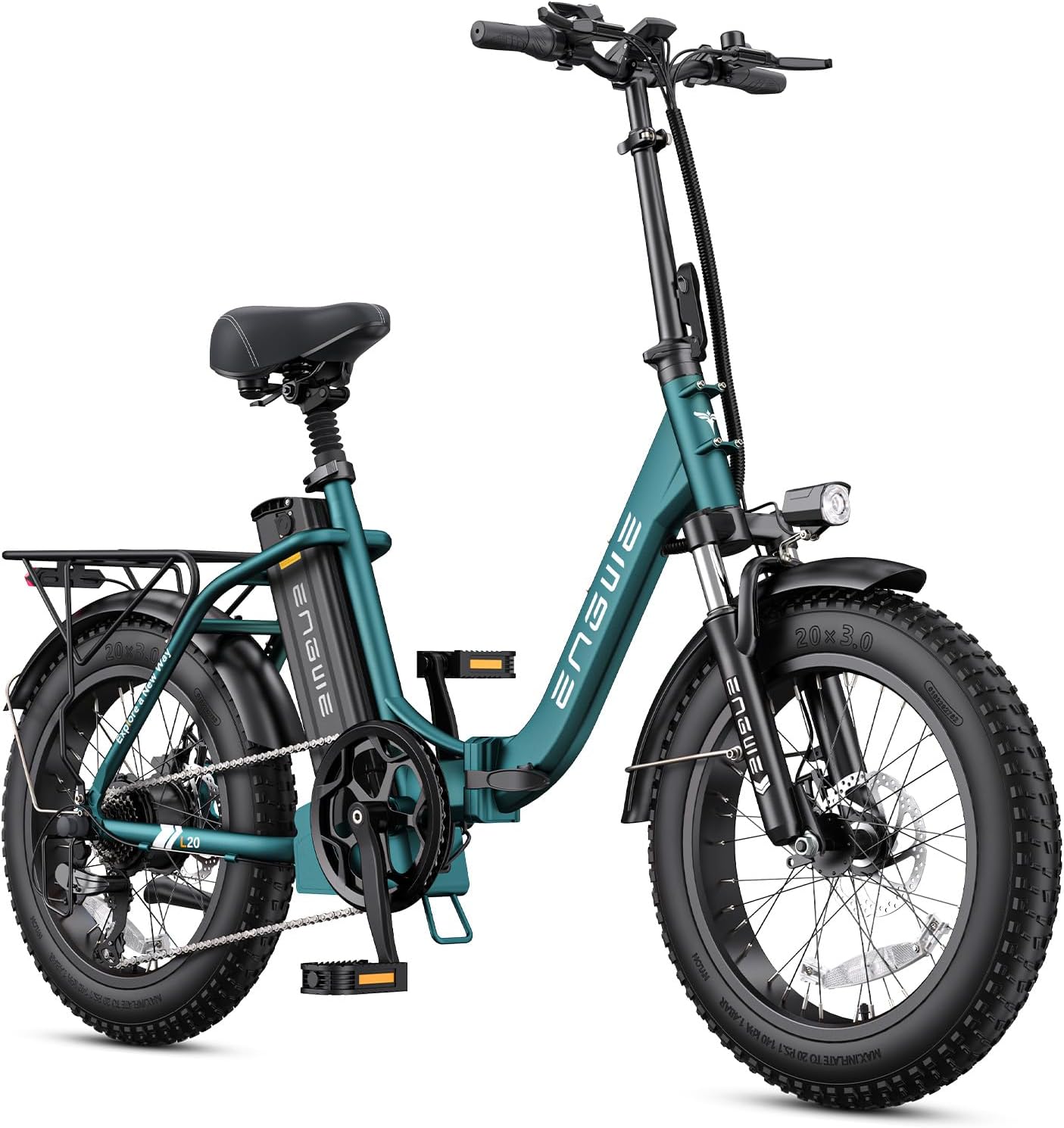 ENGWE 1125W Electric Bike for Adults, L20 2.0 20''×3.0" Fat Tire Electric Bicycle 52V 13Ah Removable Battery Max Range 80Miles & 25MPH for Urban Commuters,7 Speed Mountain Ebike with Dual Suspension