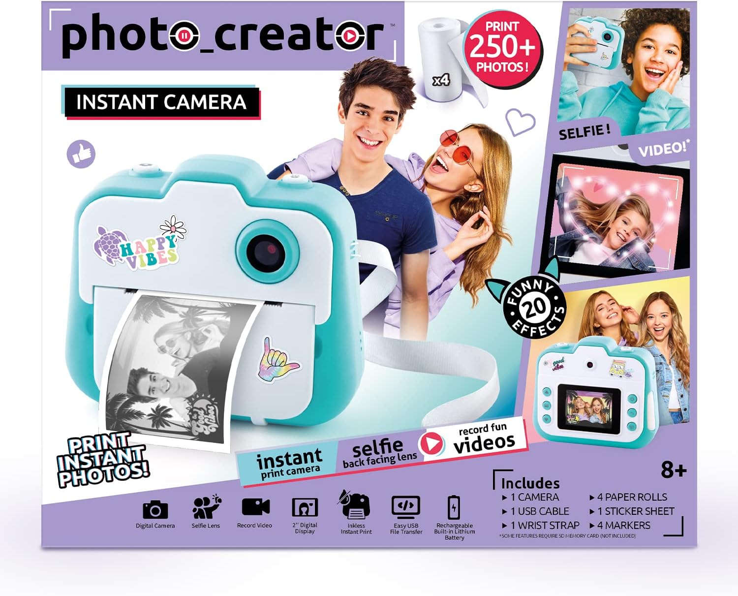 Canal Toys Photo Creator Instant Print Camera – Photo, Selfie and Video – Thermal Paper for 250 Photos – LCD Screen. 8+, Blue