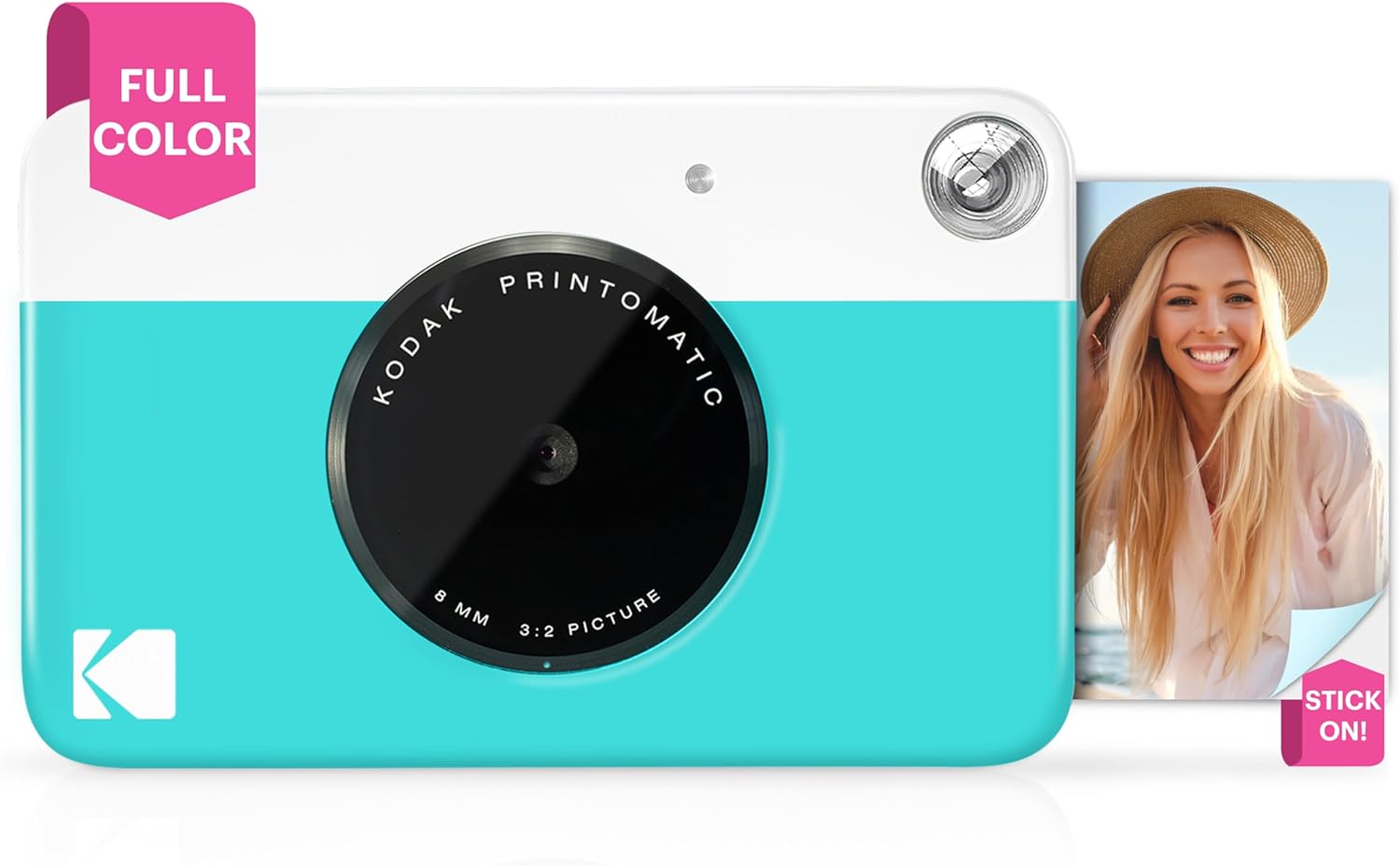 KODAK Printomatic Full-Color Instant Print Digital Camera - High-Quality Photos On Zink 2x3" Sticky-Back Photo Paper - 5MP, Portable, Creative Fun Gift for Birthday, Christmas, Holiday - Blue