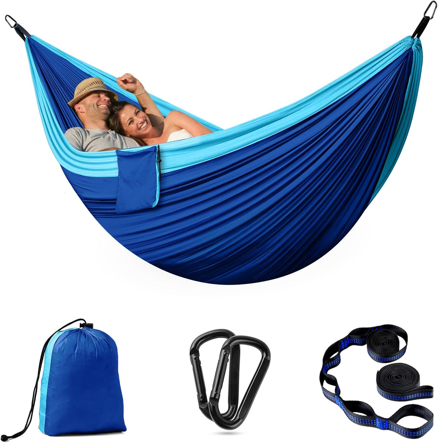 PHYSEN Camping Hammock - Hammock - Camping Gear - 2 Person Hammock - Backpacking Tree Hammock - Double Hammock Camping - Hiking Gear - Portable Hammock for Camping - Travel Hammock - Outdoor Blue