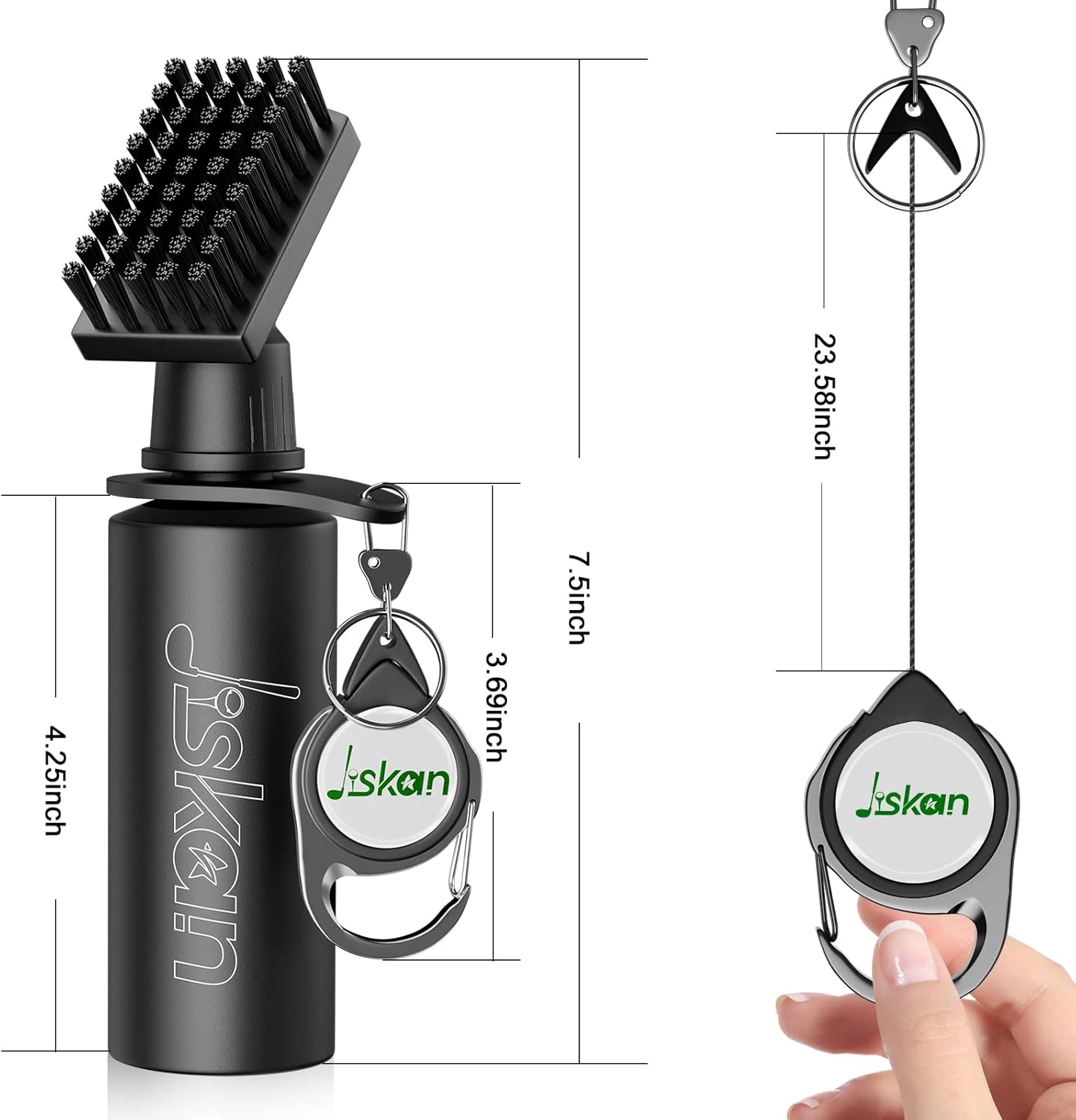 2 Pack Pro Golf Club Cleaner Brush Combo with Squeeze Water Bottle 7.5 Inches Holds 4 Ounces of Water, Essentials Golf Accessories for Men, Best Golf Gifts for Men