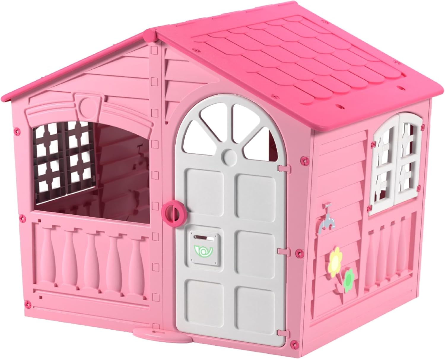 House of Fun Playhouse for Kids – Indoor Outdoor – Working Door and Windows – Pink and White Candy Floss Color – Toddlers Age 2 and Up