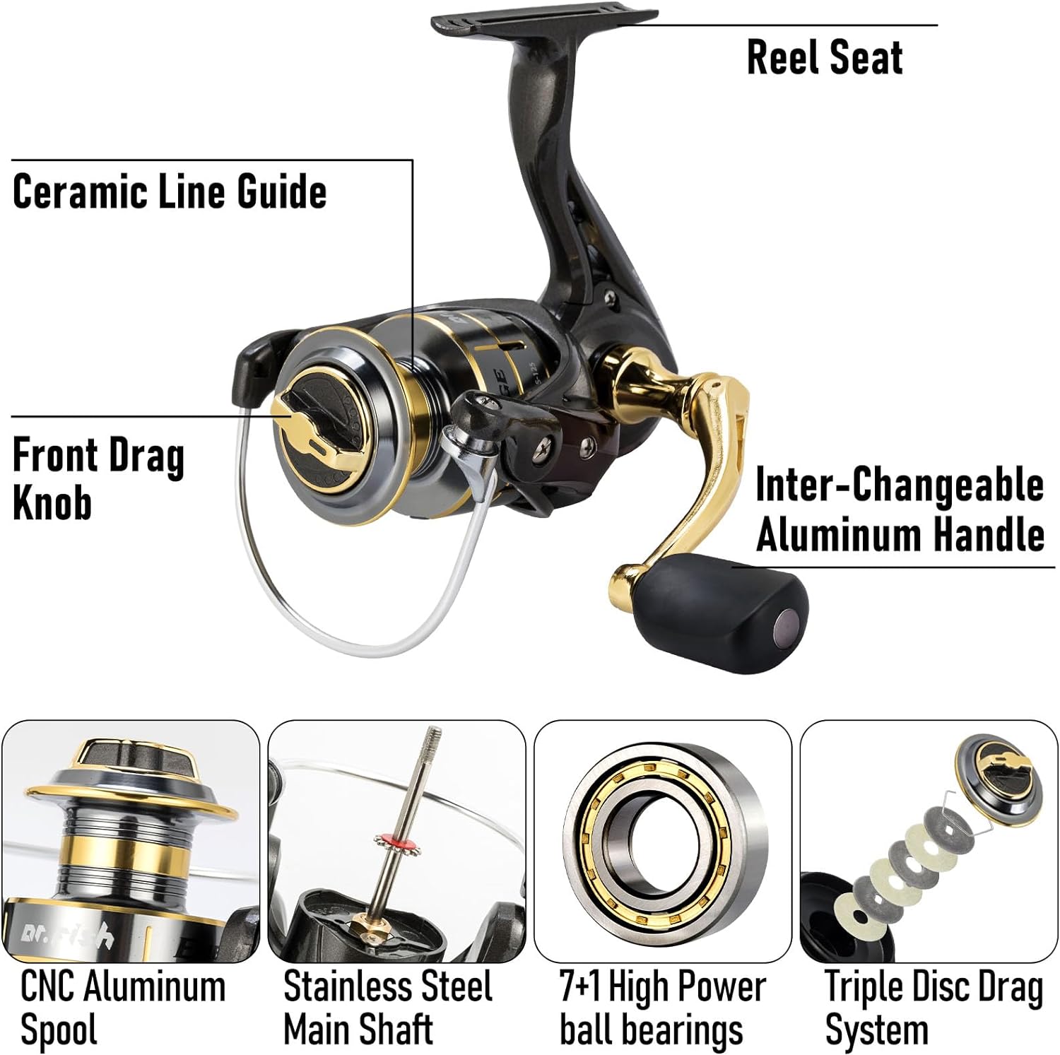 Dr.Fish Fishing Rod and Reel Combos 125-Pieces Telescopic Spinning Pole Reel Fishing Gear Equipment Set for Adult Collapsible Travel Complete Fishing Sets Men Starter Freshwater Saltwater