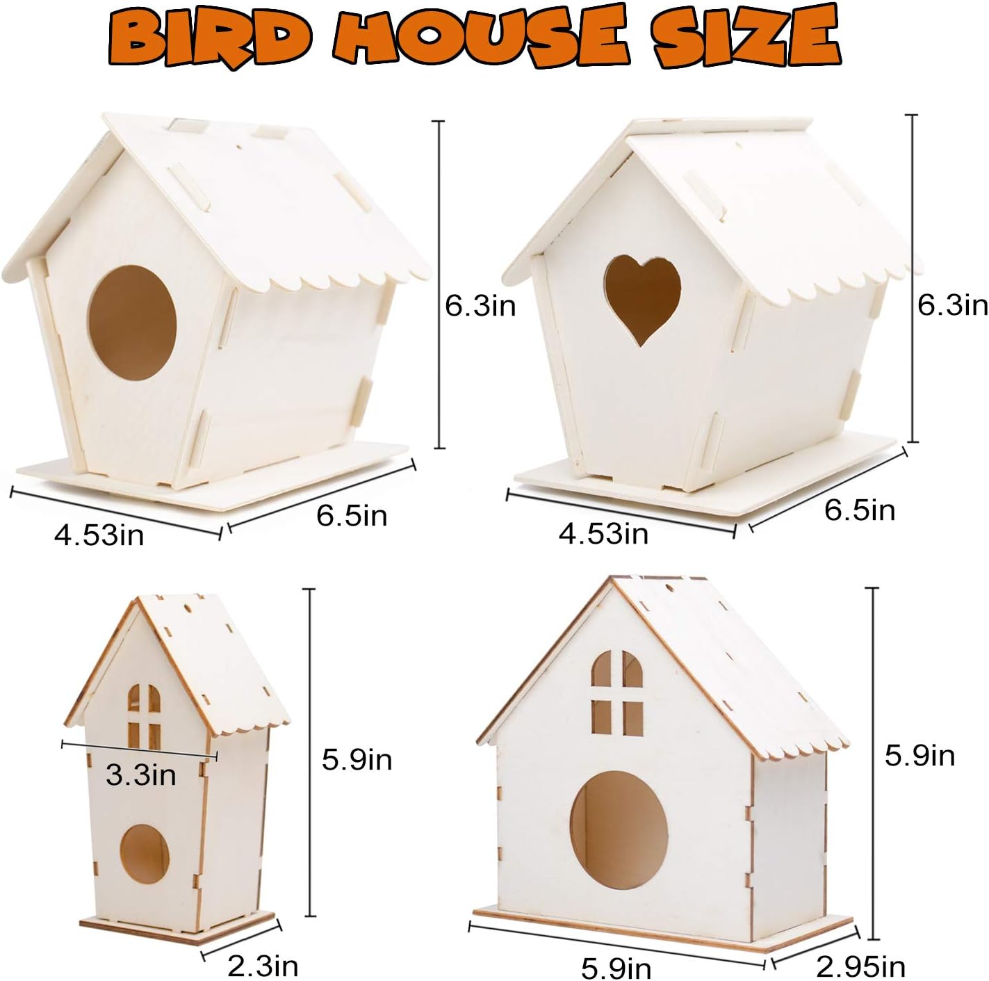 hapray 4 Pack Bird House Crafts for Kids Ages 5-8 8-12, Buildable DIY Birdhouse Kit for Children to Build, 3+ Summer Arts and Craft Projects with Paint, Boy Girl Gift Christmas