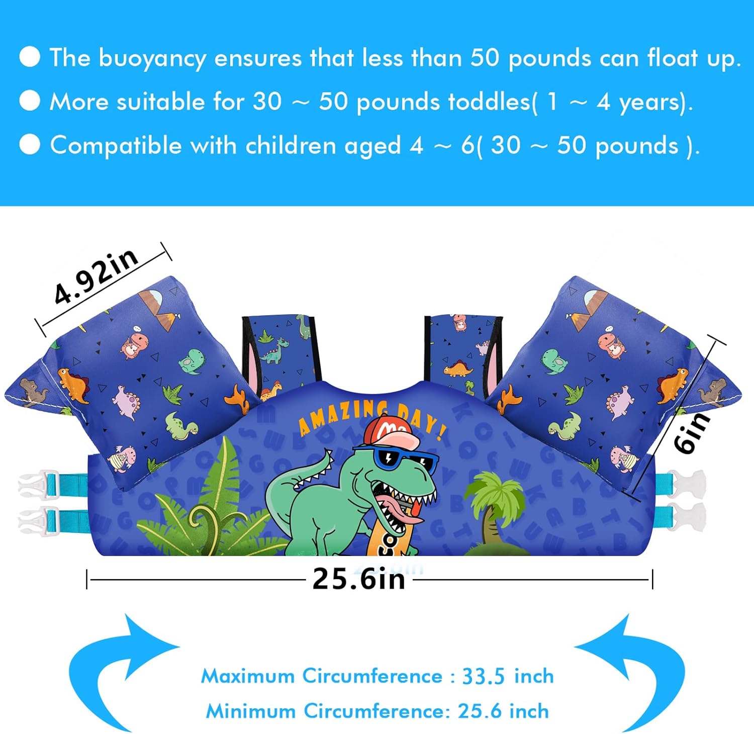 Chriffer Kids Swim Vest Life Jacket for 22-66 Pounds Boys and Girls, Toddler Floaties with Shoulder Harness Arm Wings for 2 3 4 5 6 7 Years Old Baby Children Sea Beach Pool