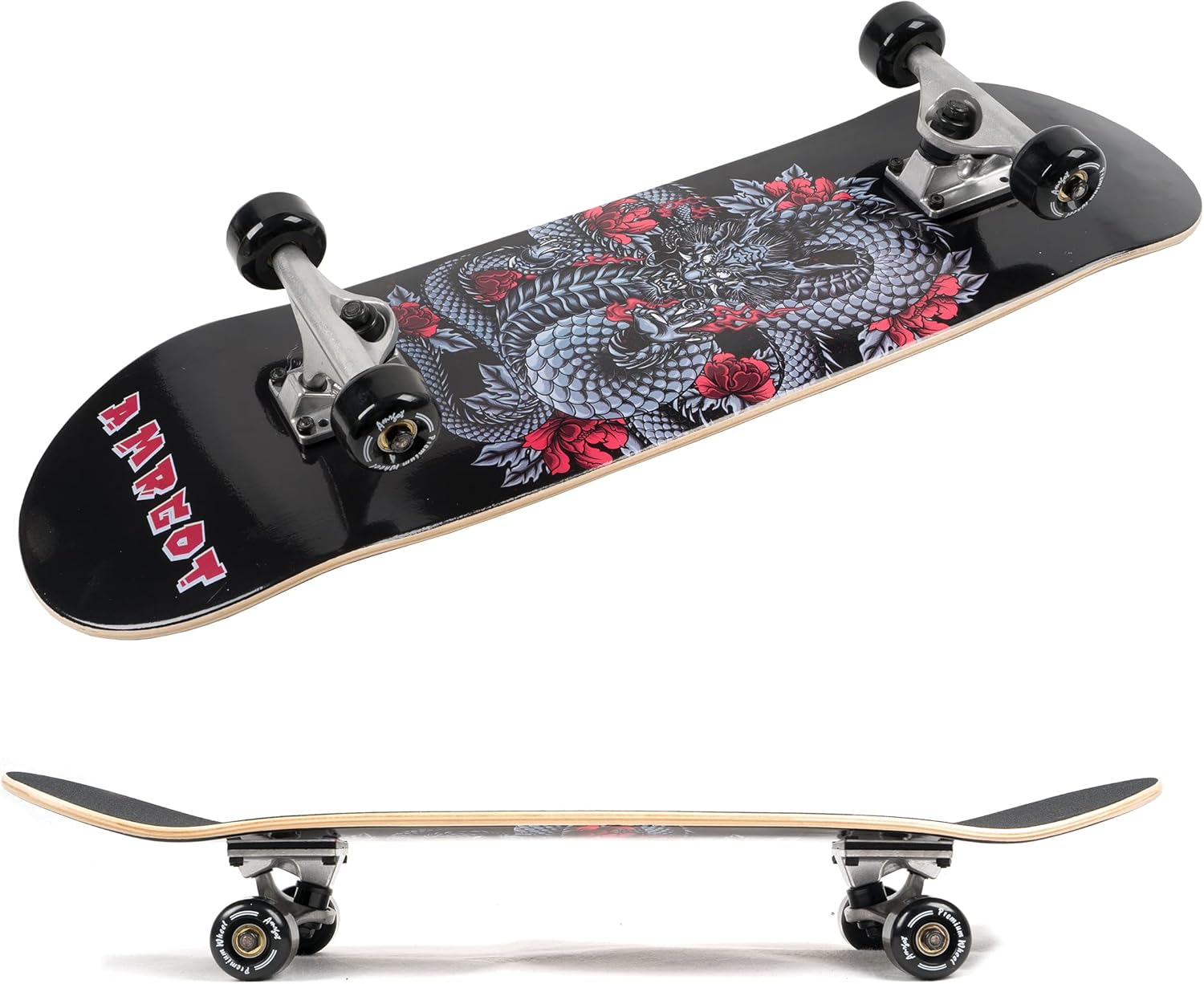 Skateboards for Beginners,31 * 8 inches Complete Skateboards for Kids,Boys,Girls and Adults,7 Layer Maple Wood,Double Kick Deck Concave Standard and Tricks Skateboard