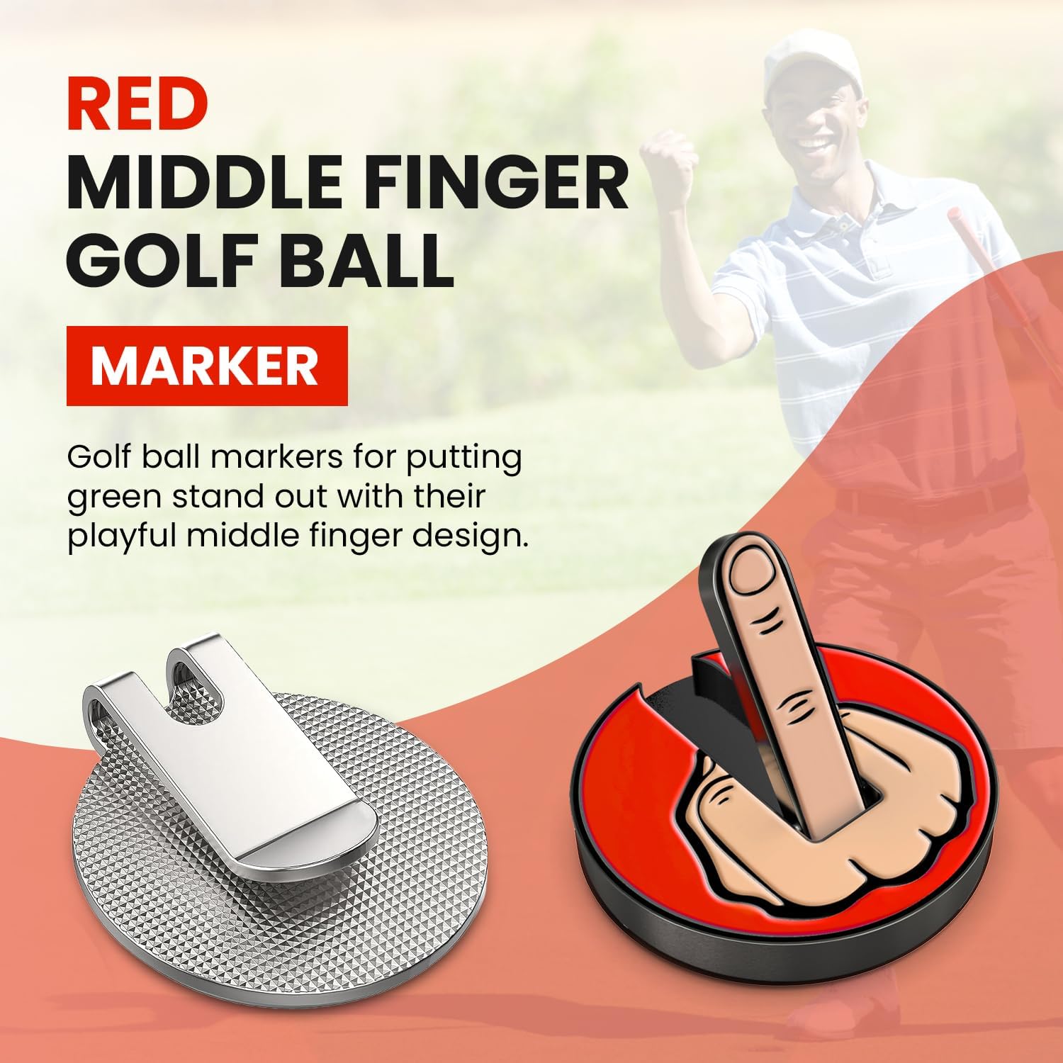 Ultimate Middle Finger Golf Ball Marker with Magnetic Hat Clip | Alignment Ball Mark | Funny Golf Accessories - Great Gift for Golf Lovers Golf Cap Premium Gifts - Golf Enthusiasts Gifts