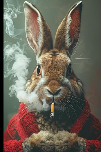 WishMerge Funny Smoking Rabbit Bullet Journal Cover Design