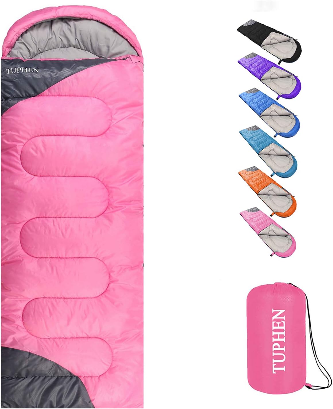 tuphen- Sleeping Bags for Adults Kids Boys Girls Backpacking Hiking Camping Cotton Liner, Cold Warm Weather 4 Seasons Winter, Fall, Spring, Summer, Indoor Outdoor Use, Lightweight & Waterproof