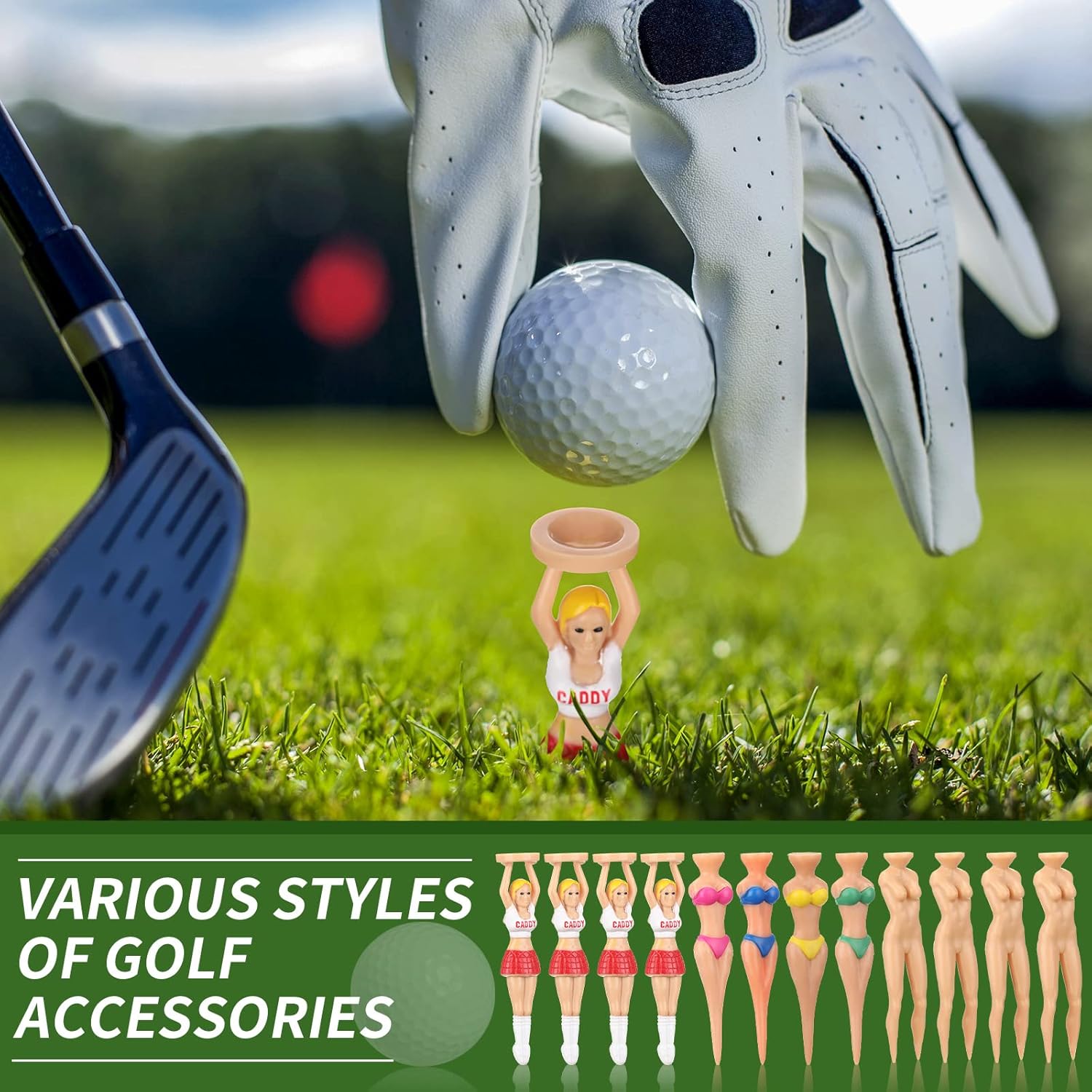 12 Pieces Funny Golf Tees Bikini Golf Tees Ladies Golf Tees Colorful Plastic Golf Tees Girl Funny Golf Accessories for Men Women Golf Training Birthday Presents