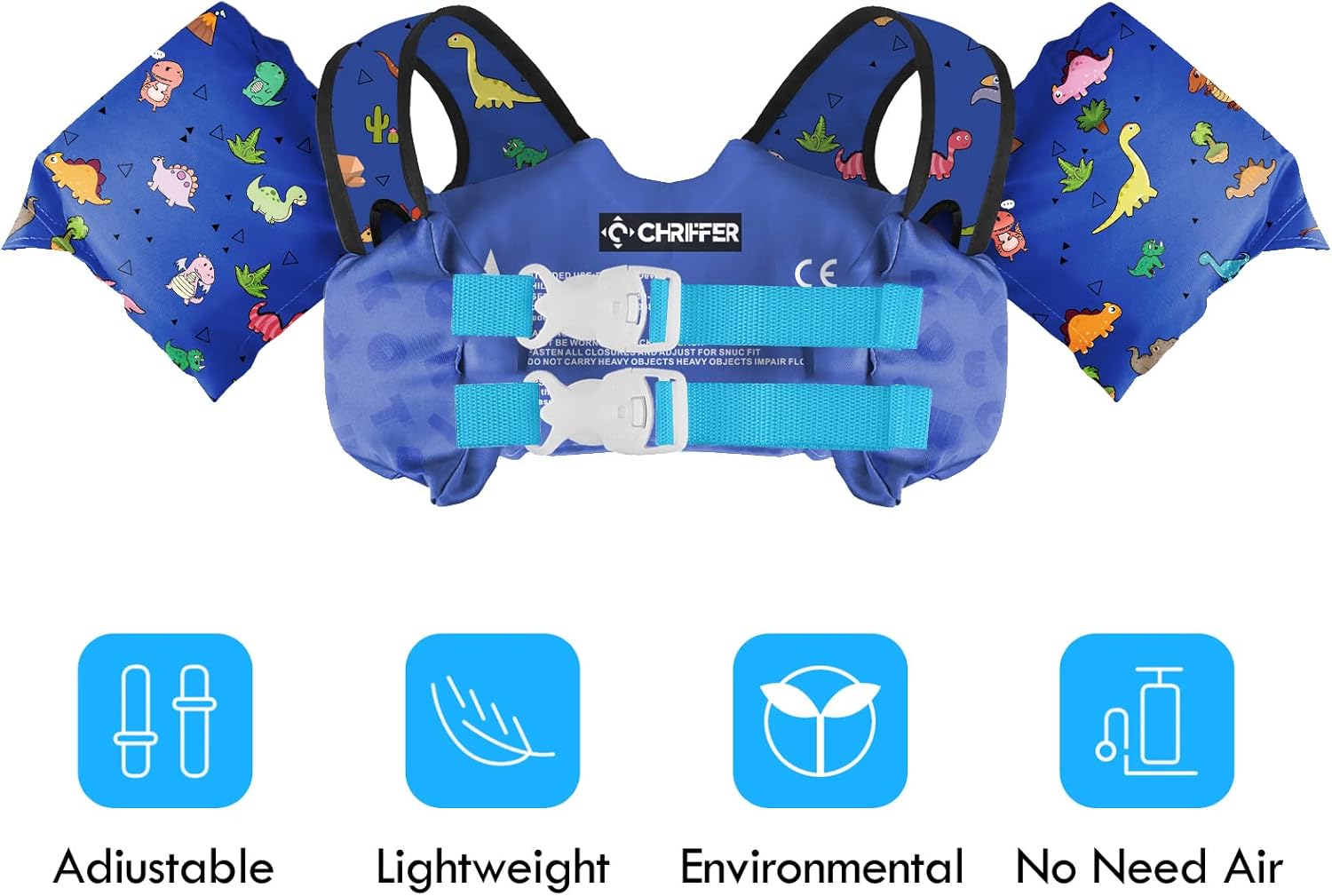 Chriffer Kids Swim Vest Life Jacket for 22-66 Pounds Boys and Girls, Toddler Floaties with Shoulder Harness Arm Wings for 2 3 4 5 6 7 Years Old Baby Children Sea Beach Pool