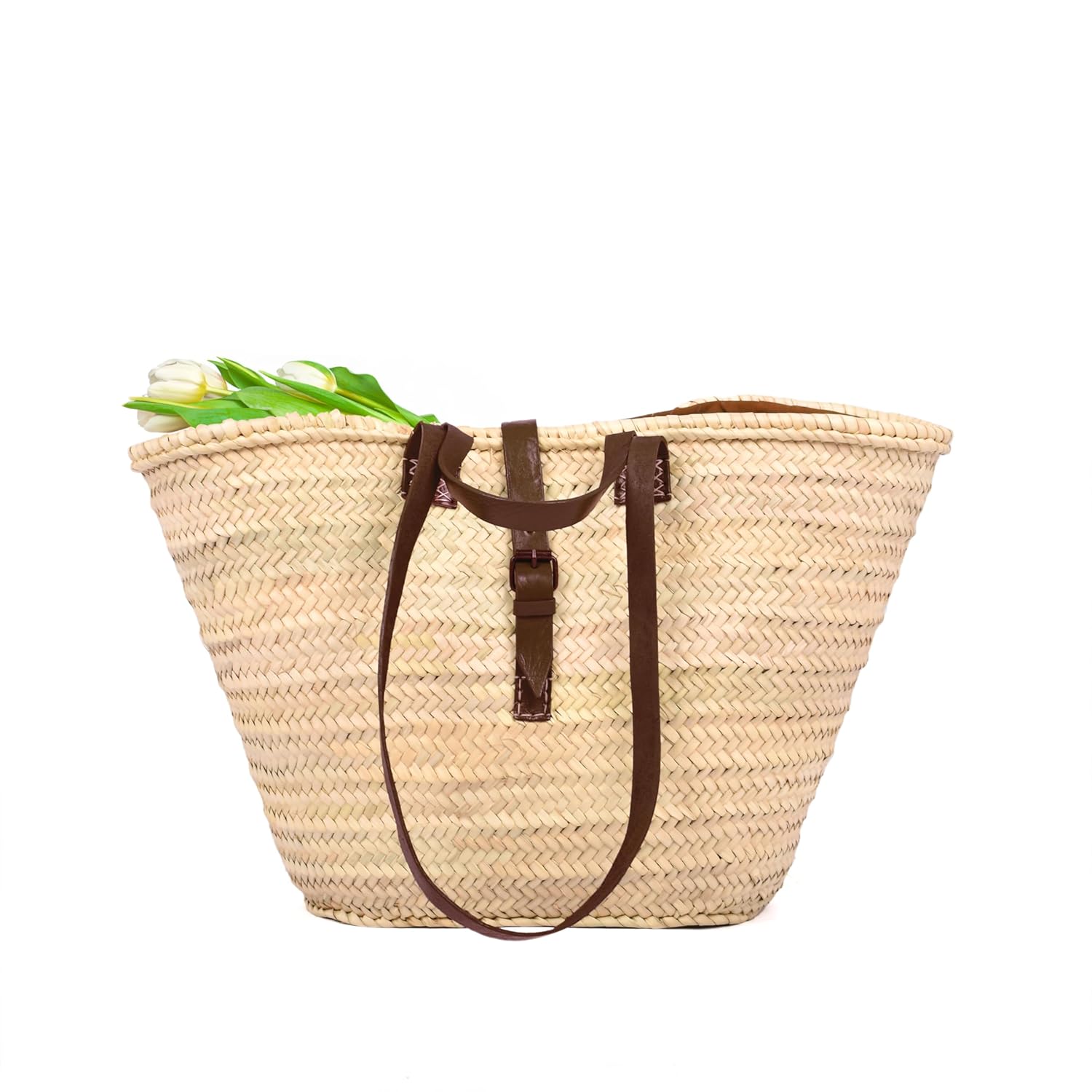 Elegant Beach Bag & Travel Tote Bags For Women - Versatile Straw Bag Tote Bag For Vacation - Picnic Basket, Beach Bag Tote & Flower Girl Basket - Women's Fashion Accessory, French Basket Bag (Brown)