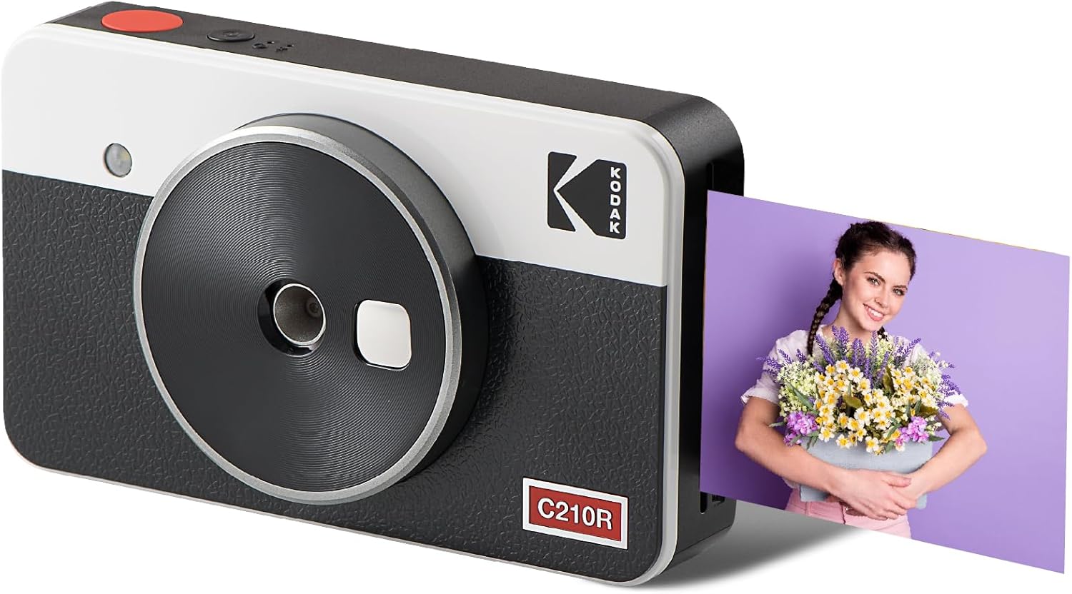 KODAK Mini Shot 2 Retro 4PASS 2-in-1 Instant Digital Camera and Photo Printer (2.1x3.4 inches) + 8 Sheets, White