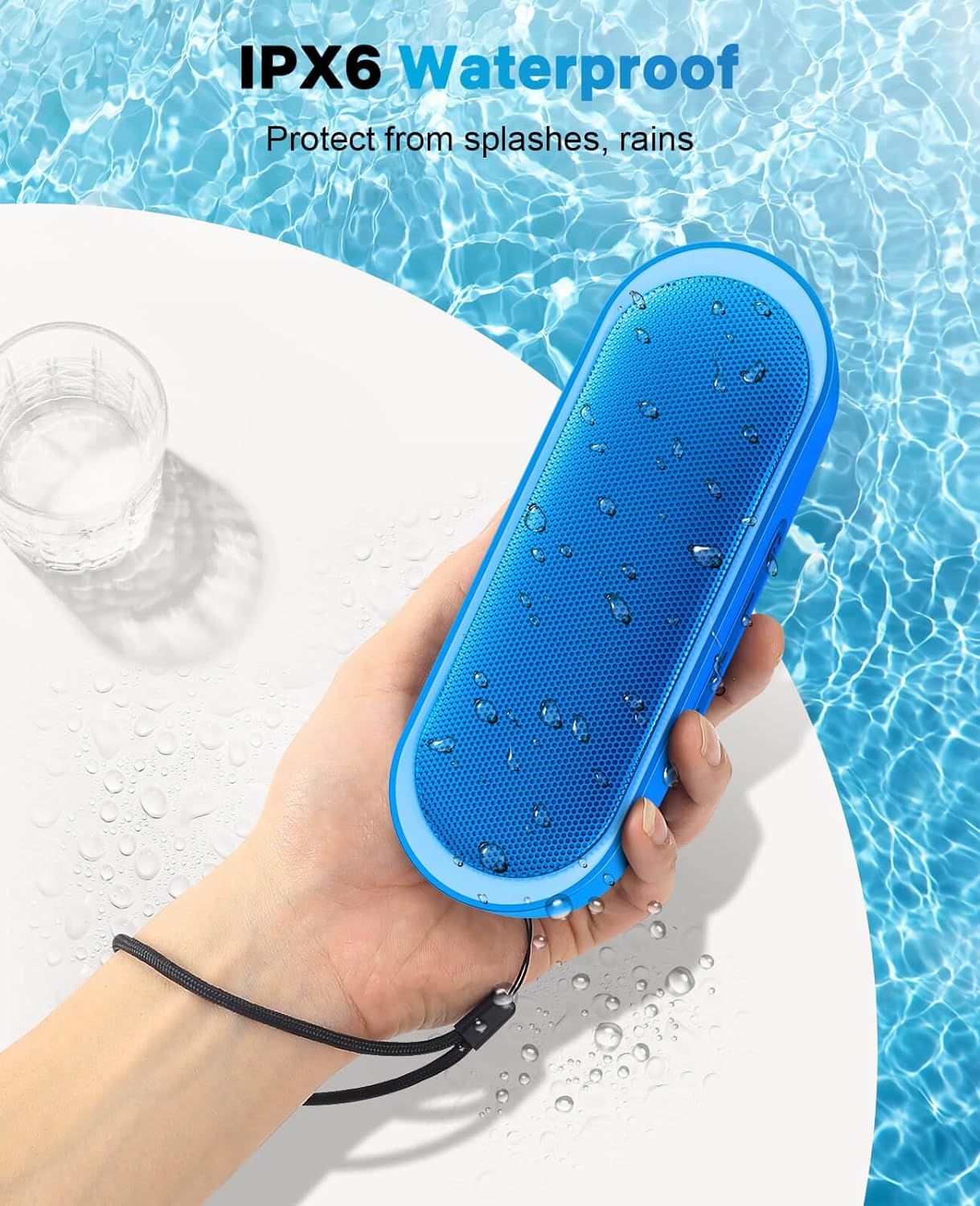 LENRUE Bluetooth Speakers, Waterproof Portable Speakers with TWS, 24 Playtime, Stereo Sound, Wireless for Home Shower Pool Beach Outdoor (Blue)