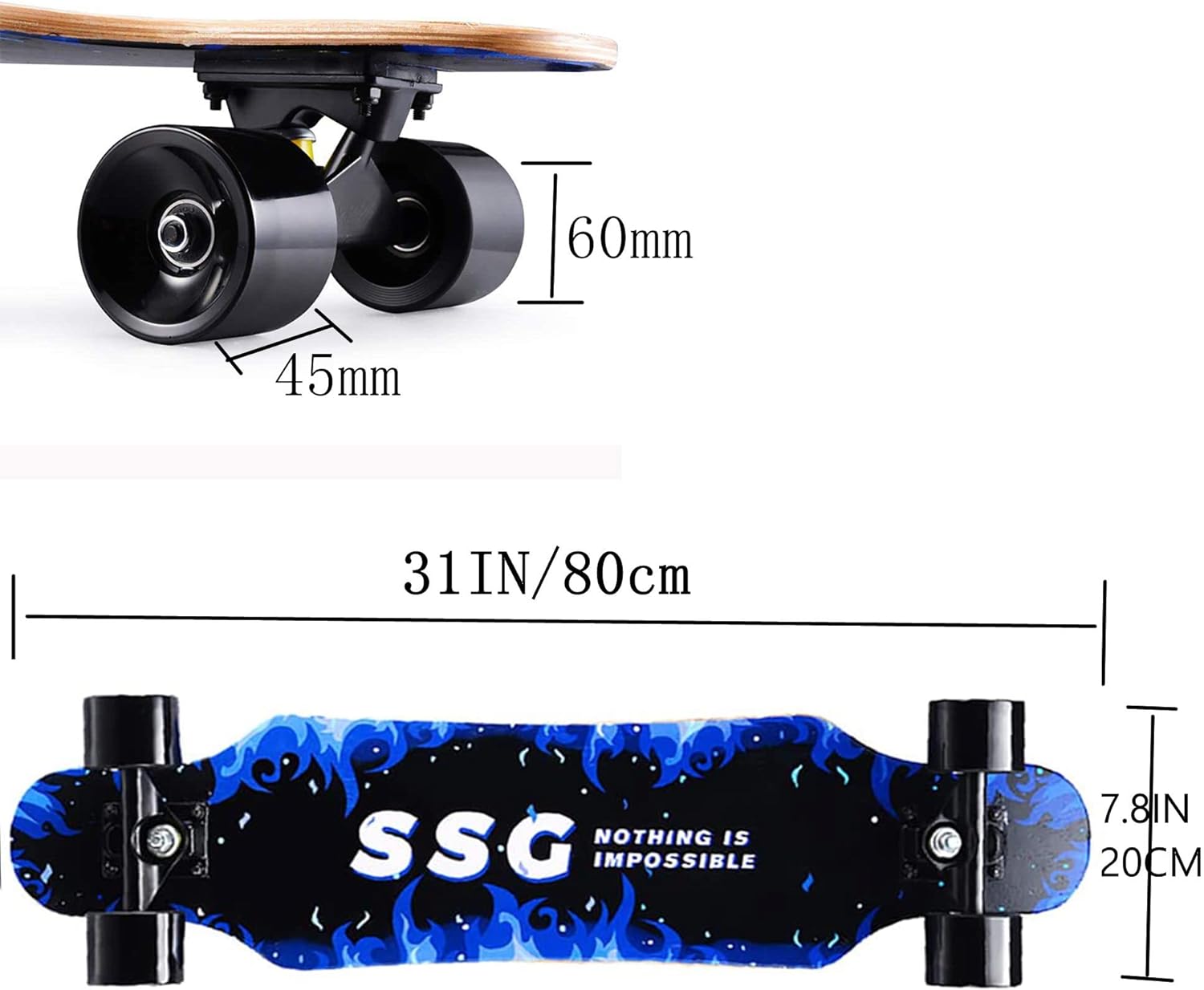 31In Kids Longboard Skateboard 7 Layers Pro Complete Carving Cruiser longboards for Beginner