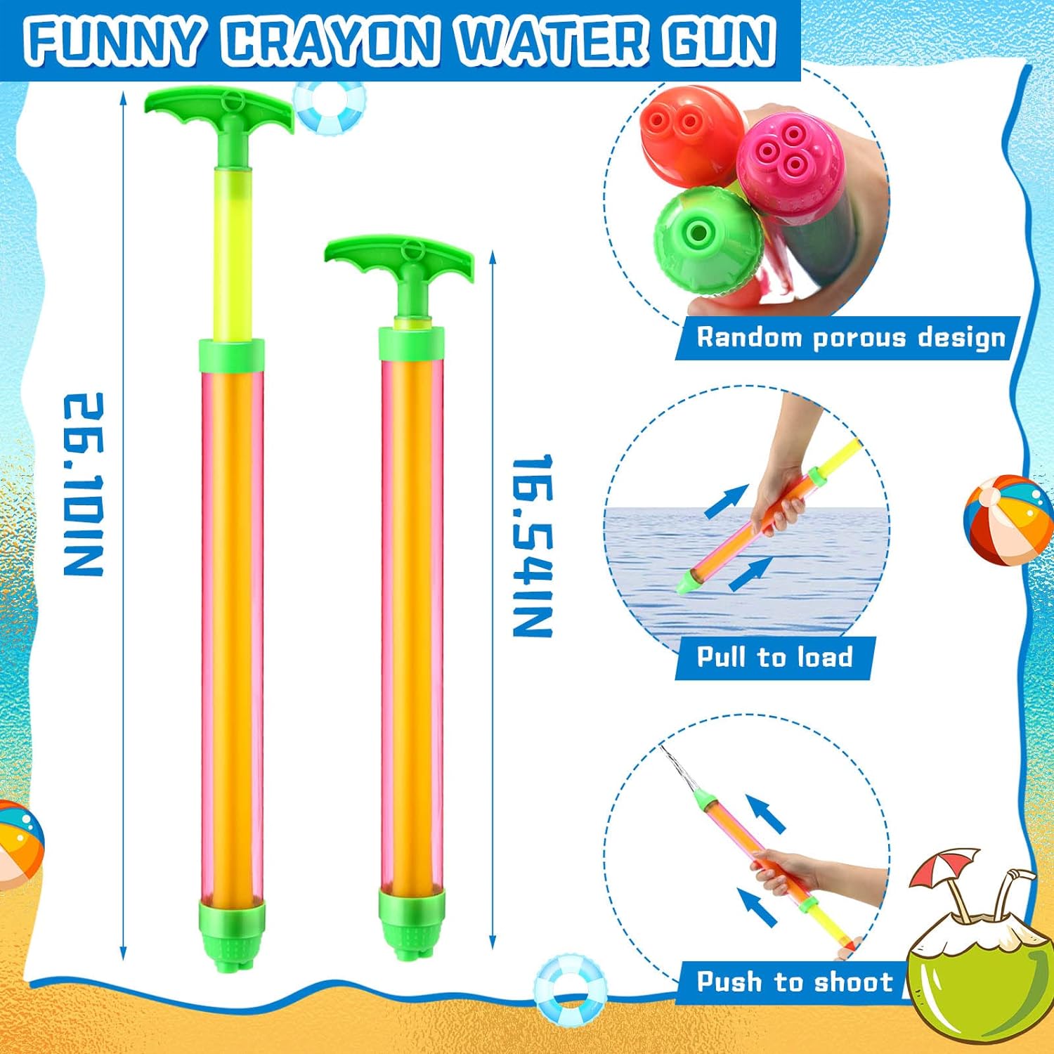 36 Pcs Beach Pool Party Favors Water Guns Bulk 4.72/6/12 Inches Inflatable Rainbow Beach Balls Water Squirters for Kids Summer Theme Party Favor Pool Toys(4.72)