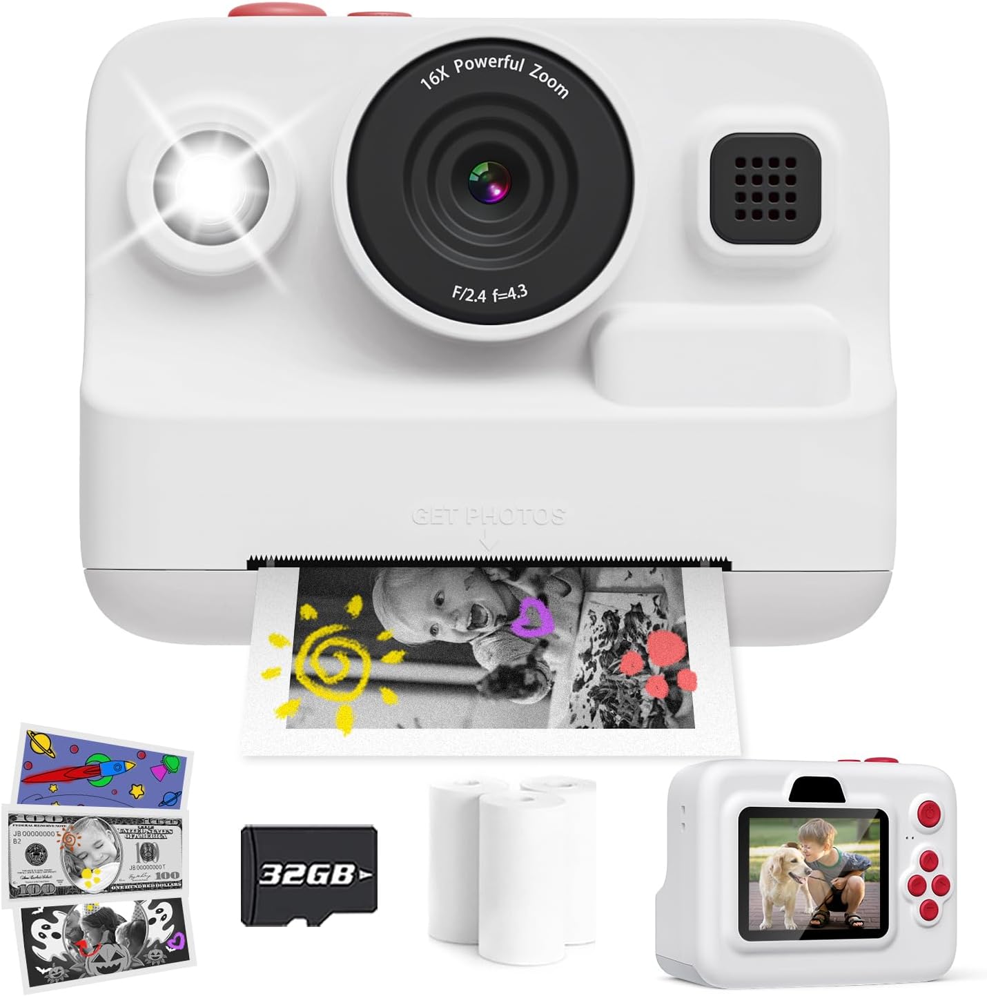 Kids Camera Instant Print, MEETRYE Instant Print Camera for Kids 4-14 Year Old, Christmas Birthday Gifts Digital Camera Toy for 5 6 7 8 9 10 Year Old Girls Boys Toddlers